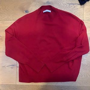Everlane Ruby Red Cashmere Cropped Mock Neck Sweater